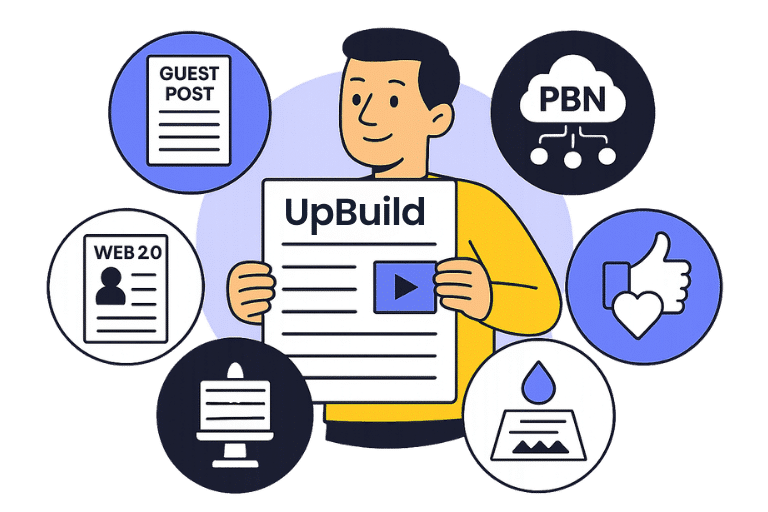 UpBuild's Complete SEO Packages - Authority-building guest posts, PBNs, social signals and strategic indexing